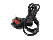 UK Plug AC 250V to C13 Female Computer Fused Power Cable Cord Black 1.5m