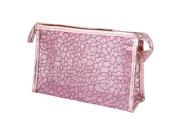 Ladies Pink Glittery Powders Stone Block Prints Zippered Cosmetic Makeup Case Bag