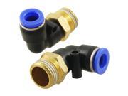 Unique Bargains Elbow One Touch Fitting Quick Connector 8mm to 3 8 Thread 2 Pcs