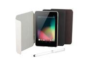 White Faux Leather Sleeve Case Cover w Stylus for Google Nexus 7 Android Tablet