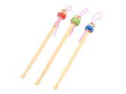 Bamboo Ear Pick Spoon Curette Ear Wax Remover Cartoon Doll Decor 3 Pcs