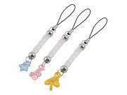 Unique Bargains 3Pieces Plastic Crystal Metal Beads Decorated Pendant Cell Phone Strap