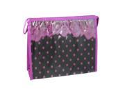 Black Fuchsia Lace Dot Prints Decor Waterproof Zip Up 4 Compartments Cosmetic Makeup Bag
