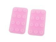 2 Pcs Rectangle Light Pink Silicone Suction Mat for MP3 Cell Phone