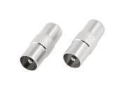 Unique Bargains 2 Pieces Silver Tone TV PAL Male to DVB T Male Jack Coax RF Connector