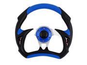 Unique Bargains 12 Dia Blue Black Faux Leather Wrapped Racing Steering Wheel for Car