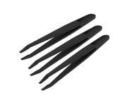 4.5 Length Flat Tip Black Plastic Anti static Tweezers Pair 3 Pcs