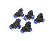 Unique Bargains 5 Pcs 10mm to 10mm Push In Quick Fittings T Connector