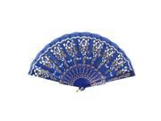 Unique Bargains Chinese Style Wedding Party Dancing Flower Pattern Hand Held Fan Dark Blue