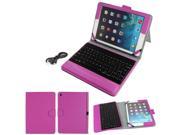 Unique Bargains Wireless bluetooth Keyboard PU Leather Stand Case Cover Fuchsia for iPad 2 3 4