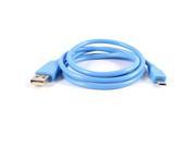 Unique Bargains 1M Male USB 2.0 Type A to Micro B 5 Pin Male Data Cable Cord Blue