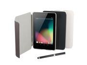 Brown Faux Leather Sleeve Case Cover w Stylus for Google Nexus 7 Android Tablet