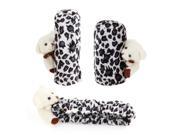 Car 3 in 1 Handbrake Mirror Cover White Black Leopard Prints w Bear