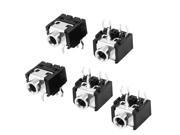 Unique Bargains 5 Pcs PCB Mounting 3.5mmx1.3mm 5 Pin DC Jack Socket Connector DC031A Black