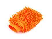 Unique Bargains Orange Chenille Cloth Dual Sides Car Washing Cleaning Mitten Glove for Car