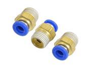 Unique Bargains 3 x Two Way 13mm Threaded to 6mm Connecting Action Pneumatic Fittings Connectors