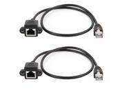 Unique Bargains 2pcs 60cm 2ft Ethernet Male to Female Network Cable RJ45 Extension Extender Cord