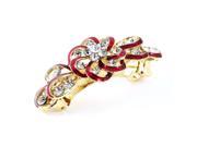 Unique Bargains Flower Style Faux Rhinestone Inlaid Hairpin Hair Clip Barrette Red for Lady