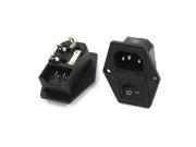 2 Pcs Black 2P Solder Rocker Switch Fuse Holder IEC320 C14 Inlet Power Socket