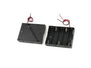 Two Wires Black Plastic Battery Case Slot Holder 5 x 1.5V AA 2PCS