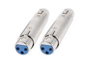 2 Pcs XLR 3 Pin Female to Female F F Audio Microphone Cable Connector