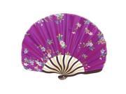 Unique Bargains Chinese Japanese Flower Floral Fabric Bamboo Folding Dancing Hand Fan Fuchsia