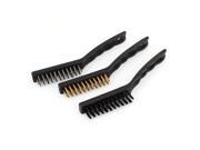 3 Pcs 21cm Length Car Nonslip Handle Metal Wire Clean Brushes Cleaning Tool