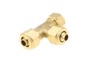 Unique Bargains 5mm x 6mm Tube T Shaped Three Way Push in Quick Connector Gold Tone