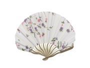 Unique Bargains Chinese Japanese Peach Flower Fabric Bamboo Folding Dancing Hand Fan White