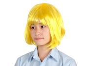 Unique Bargains Bob Style Flat Bang Synthetic Fiber Hairpiece Yellow