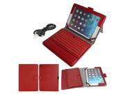 Unique Bargains Wireless bluetooth Keyboard PU Leather Stand Case Cover Red for Apple iPad Air 5