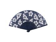 Unique Bargains Bamboo Ribs Flowers Printed Chinese Minority Fabric Foldable Craft Hand Fan