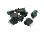 AC250V 15A Green Light SPST 3 Pin Soldering Snap in Mount Rocker Switches 10 Pcs