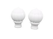 2pcs White Plastic Round Shape Drapery Curtain Rod Ends Caps Finials for 1 Dia