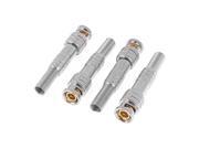 Silver Tone Spring Coaxial BNC Male Connector Plug for CCTV Security Camera