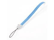 Unique Bargains Blue Faux Leather Dots Print Cell Phone ID Card Strap Lanyard String