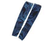 Unique Bargains 1 Pair Summer Outdoor Unisex Sun Protection Driving Arm Sleeves Blue Black