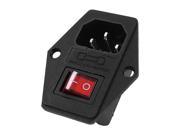 Built In SPST Rocker Switch AC 250V 15A IEC320 C14 Power Socket Fuse Holder