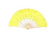 Handheld Dancer Bamboo Ribs Foldable Dancing Hand Fan Yellow White