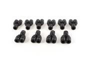 Black Plastic 6mm to 6mm 3 Way Air Hose Quick Fitting Connector 10 Pieces