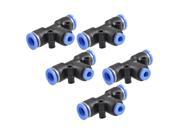 Unique Bargains 5 Pcs 10mm to 6mm Quick Joint Air Pneumatic T Shaped Push in Fittings
