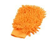Unique Bargains Orange Vehicle Stretchy Microfiber Washing Scrubing Gloves Mittens