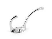 Unique Bargains Silver Tone Metal Screw Mount Clothes Scarf Towel Two Hanger Hook