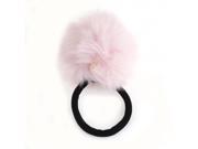Unique Bargains Woman Pink Faux Fur Ball Decoration Stretch Hair Tie Ponytail Holder