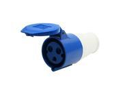 AC 220 250V 32A IP67 2P E IEC309 2 Cylinder Industrial Jack Socket Blue