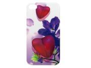 Unique Bargains White Red Heart Flower Pattern IMD Hard Back Cover Case for iPhone 4 4G 4S