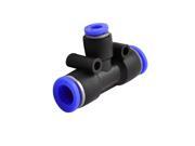 Unique Bargains Air Pneumatic Tee Adapters 10mm to 6mm One Touch Fittings Connectors Black Blue