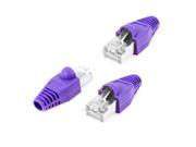 Unique Bargains 3pcs Shielded RJ45 8P8C Network Entherent CAT5 Plug Jacks w Boots Cover Cap