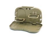 Unique Bargains Traveling Vehicle Car Khaki Folding Meal Plate Cup Drink Holder Tray