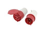 220 240V AC 16A IP44 3P N E IEC309 2 Round Pin Industrial Plug Socket Red ZZ 215